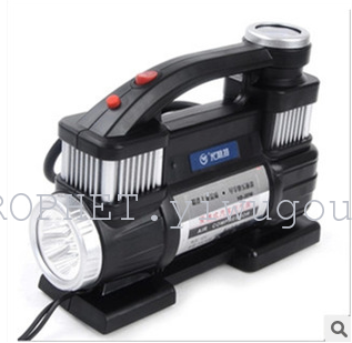 Double metal cylinder car inflator pump with 3316 toolbox tire inflator with lighting unit
