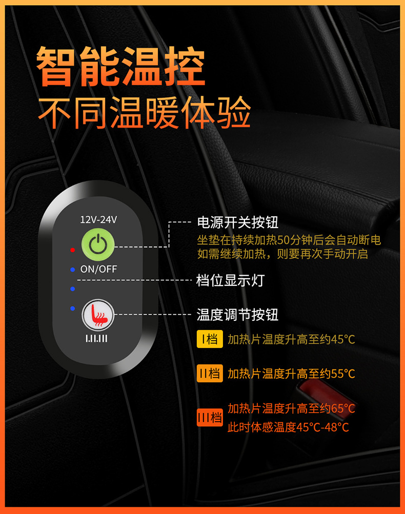 Auto Heating Cushion 12 V24v Universal Winter Plush Car-Mounted Heating Cushion Seat Back Electric Mattress Seat Cushion