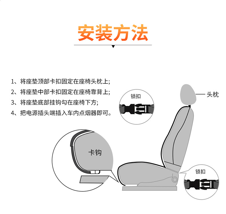 Auto Heating Cushion 12 V24v Universal Winter Plush Car-Mounted Heating Cushion Seat Back Electric Mattress Seat Cushion
