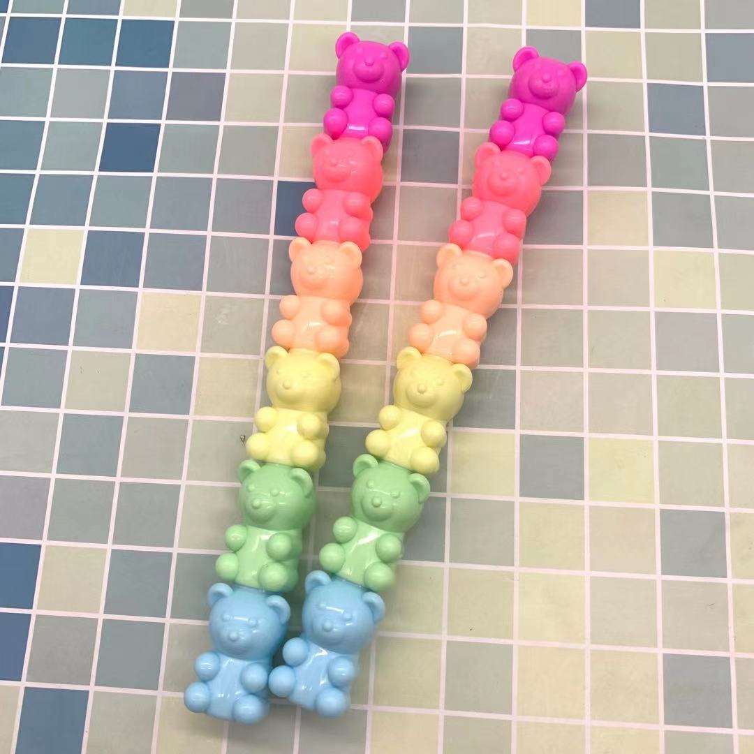 Korean Cute Bear Building Blocks Assembled Fluorescent Pen Cartoon Key Marker Jenga Highlighter Hand Account Pen Batch