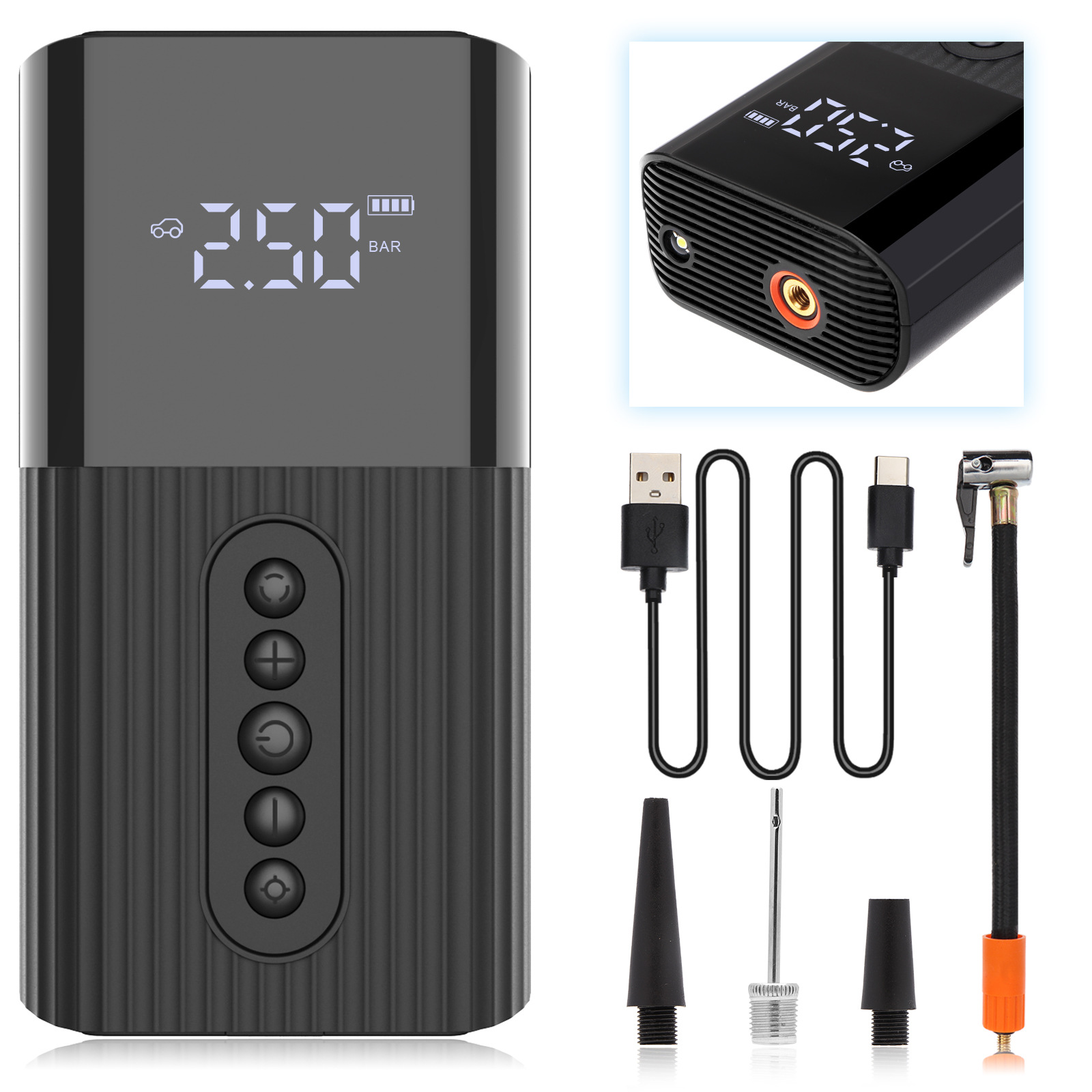 LENCHERN Portable Mini Air Pump Multifunctional Vehicle Digital Display Inflator Tire Pressure Monitoring Tire Tire Pump