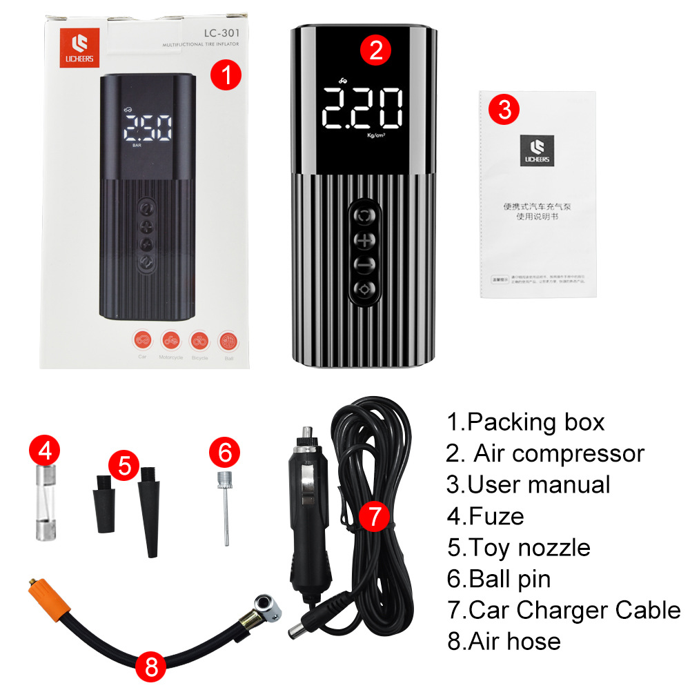 LENCHERN Portable Mini Air Pump Multifunctional Vehicle Digital Display Inflator Tire Pressure Monitoring Tire Tire Pump LENCHERN Portable Mini Air Pump Multifunctional Vehicle Digital Display Inflator Tire Pressure Monitoring Tire Tire Pump
