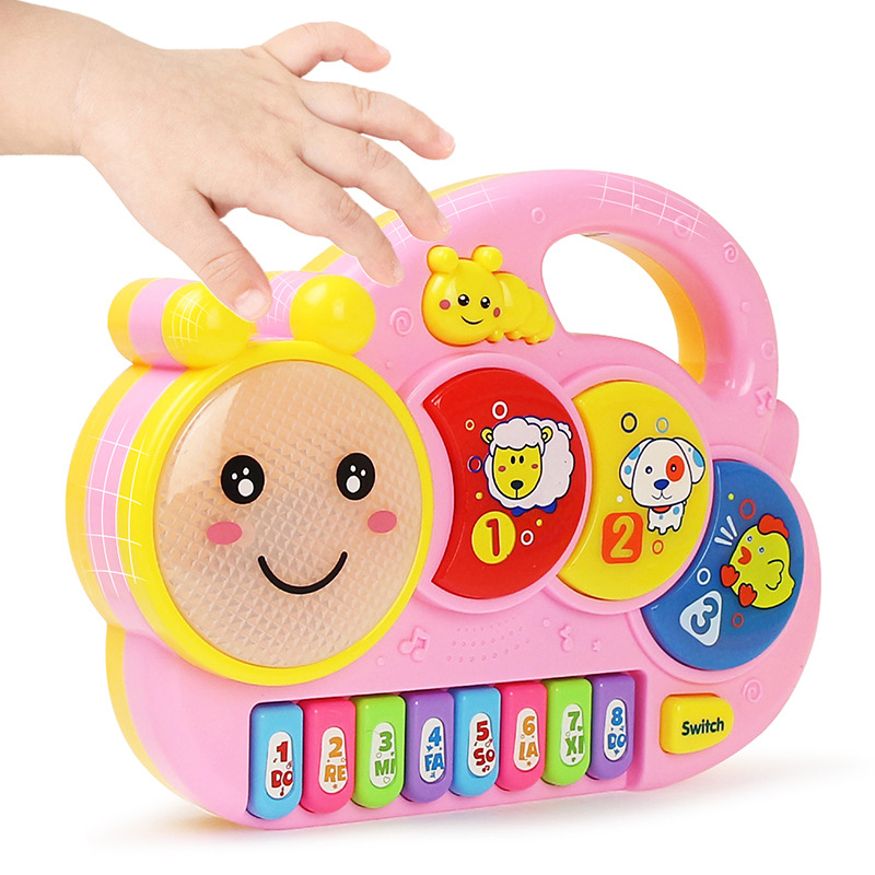 Music Sound and Light Electronic Keyboard Children&#039;s Enlightening Early Education Animal English Version Portable Electronic Keyboard Toys Cross-Border