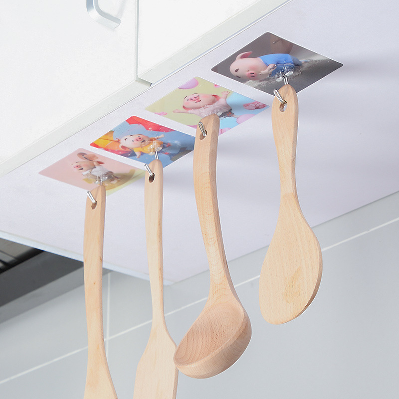 Household Kitchen Cartoon bearing non-trace door After hanging clothes hooks super glue 8 sets of non-punch 