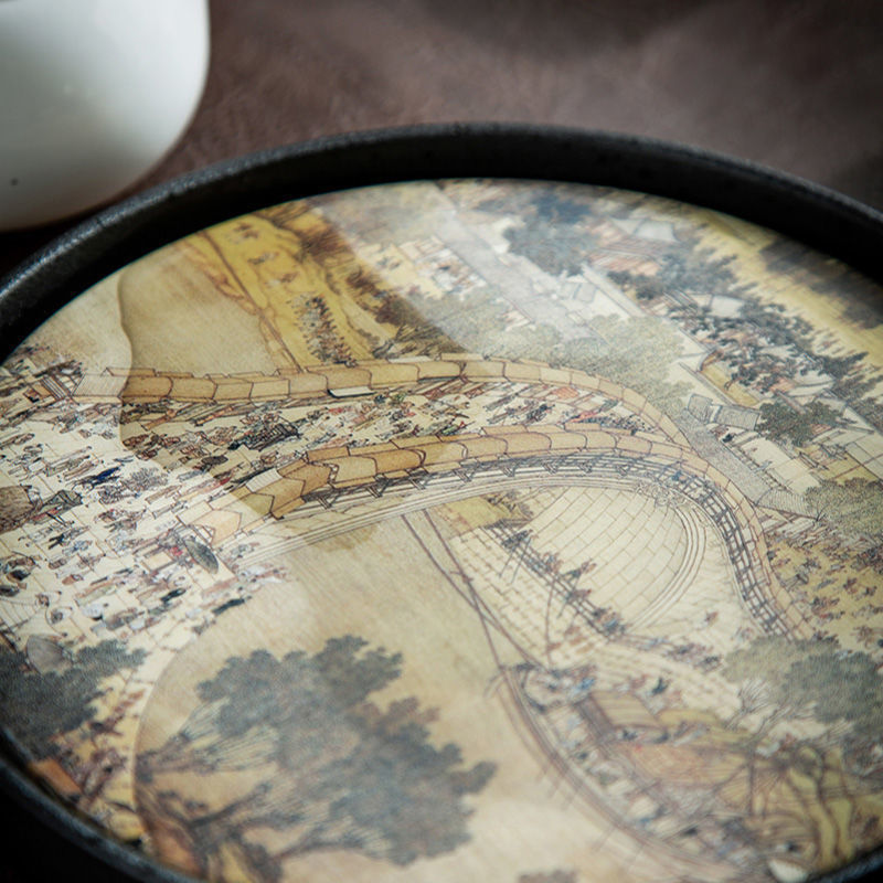 Live Broadcast with Goods Internet Celebrity Quick-Drying Absorbent Tea Tray Bamboo Tea Tray All Ceramic Household Pot Bearing Small Tea Table Tray Draining