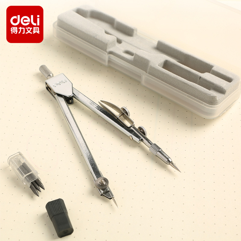 Deli Metal Compass 8601 Stationery Office Supplies Professional Design Drawing Compass Student Compasses with Pencil Refill