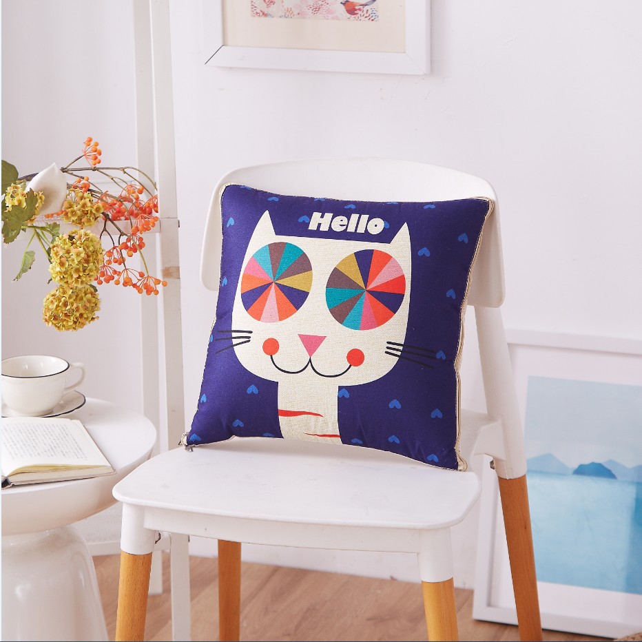 Cartoon Linen-like Pillow Blanket Custom Logo Multi-Functional Back Seat Cushion Quilt Dual-Use Office Empty