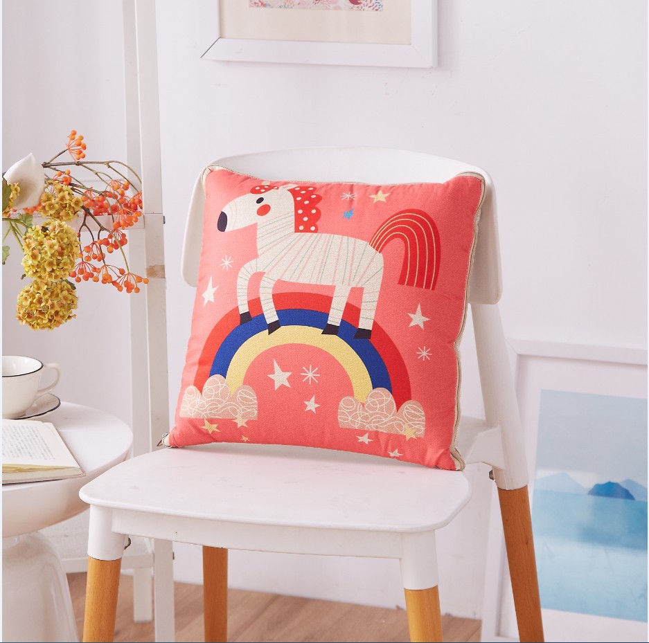Cartoon Linen-like Pillow Blanket Custom Logo Multi-Functional Back Seat Cushion Quilt Dual-Use Office Empty