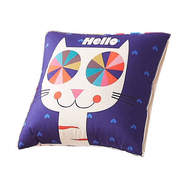 Cartoon Linen-like Pillow Blanket Custom Logo Multi-Functional Back Seat Cushion Quilt Dual-Use Office Empty