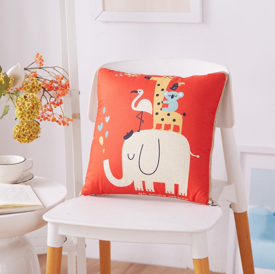 Cartoon Linen-like Pillow Blanket Custom Logo Multi-Functional Back Seat Cushion Quilt Dual-Use Office Empty