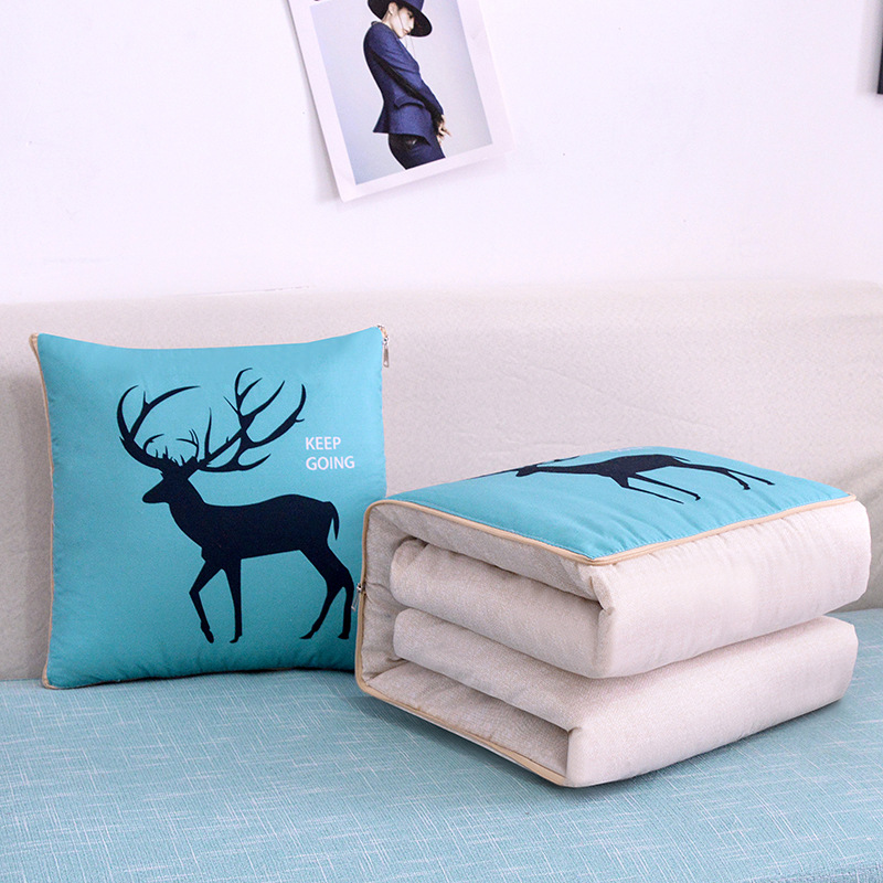 Cartoon Linen Style Tiger Year Pillow Blanket Multi-Functional Back Seat Cushion Quilt Advertising Gift Pillow Blanket Custom Logo