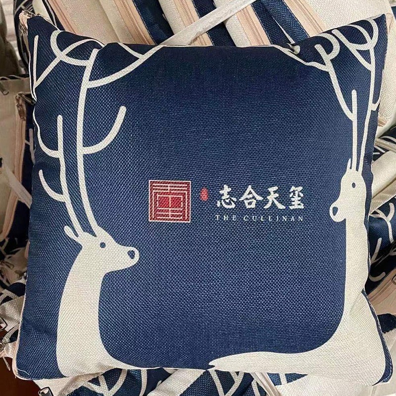 Cartoon Linen Style Tiger Year Pillow Blanket Multi-Functional Back Seat Cushion Quilt Advertising Gift Pillow Blanket Custom Logo