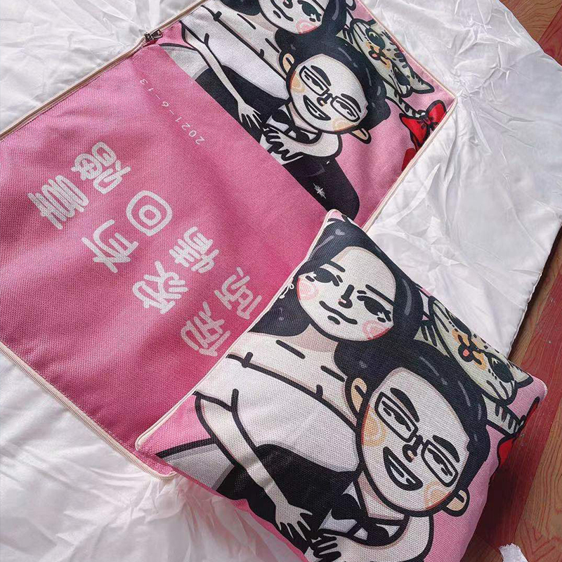 Cartoon Linen Style Tiger Year Pillow Blanket Multi-Functional Back Seat Cushion Quilt Advertising Gift Pillow Blanket Custom Logo