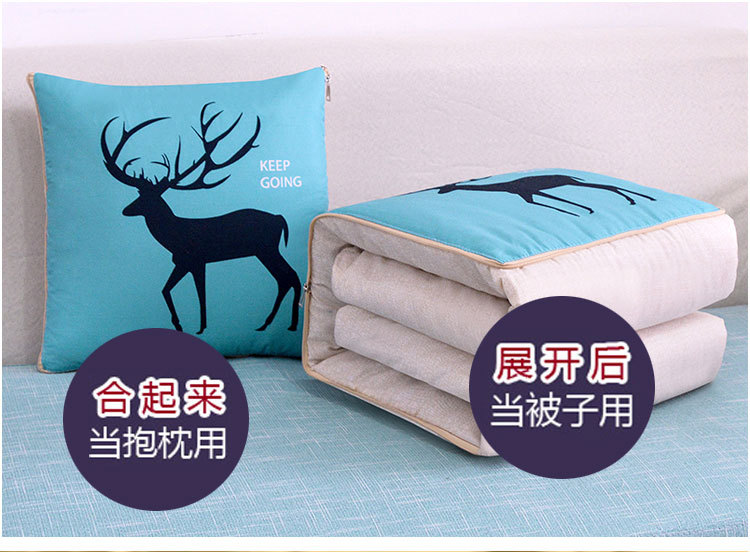 Cartoon Linen Style Tiger Year Pillow Blanket Multi-Functional Back Seat Cushion Quilt Advertising Gift Pillow Blanket Custom Logo