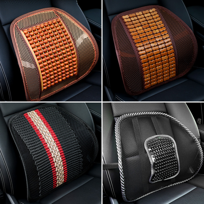 Air triggable car waist cushion wooden Beads summer waist cushion for waist massage Driver seat back pillow Last pillow for the back of the car