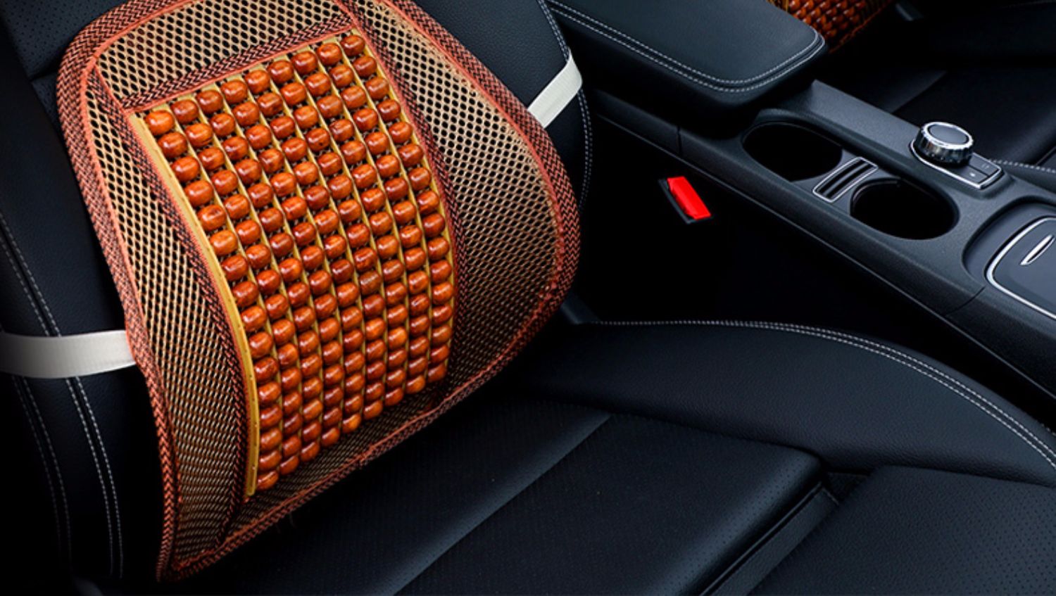 Air triggable car waist cushion wooden Beads summer waist cushion for waist massage Driver seat back pillow Last pillow for the back of the car