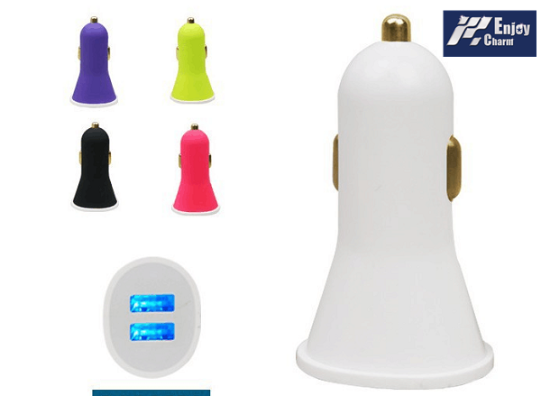 The new mini car charger with a small horn car full of USB color car charger head The new mini car charger with a small horn car full of USB color car charger head