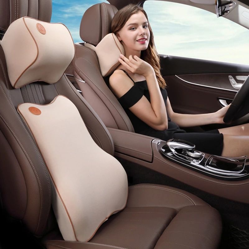 Memory Foam Automotive Headrest Neck Pillow Lumbar Support Pillow Backrest Pillow Lumbar Cushion Car Seat Back Cushion Pillow Pair Lumbar Pillow Cushion