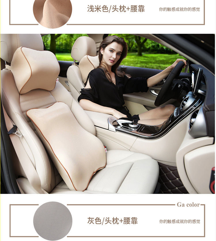 Memory Foam Automotive Headrest Neck Pillow Lumbar Support Pillow Backrest Pillow Lumbar Cushion Car Seat Back Cushion Pillow Pair Lumbar Pillow Cushion