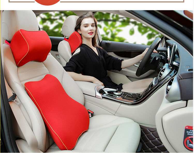 Memory Foam Automotive Headrest Neck Pillow Lumbar Support Pillow Backrest Pillow Lumbar Cushion Car Seat Back Cushion Pillow Pair Lumbar Pillow Cushion