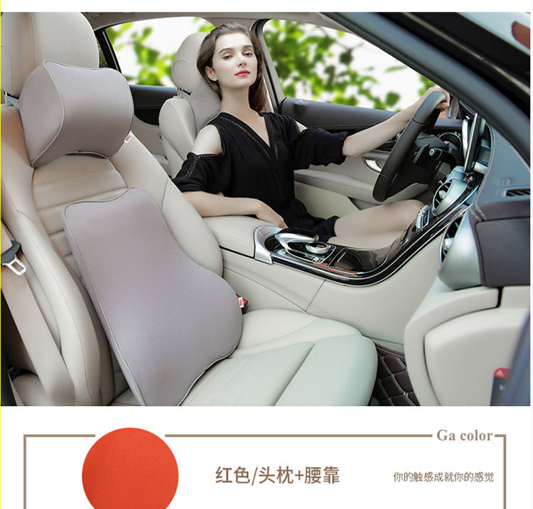 Memory Foam Automotive Headrest Neck Pillow Lumbar Support Pillow Backrest Pillow Lumbar Cushion Car Seat Back Cushion Pillow Pair Lumbar Pillow Cushion