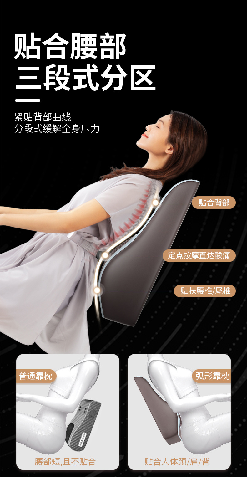 Lumbar Support Pillow Massage Back Seat Cushion Waist Pad Car Cushion Ergonomic Back Cushion Office Waist Support Cushion Lumbar Support Pillow Pad