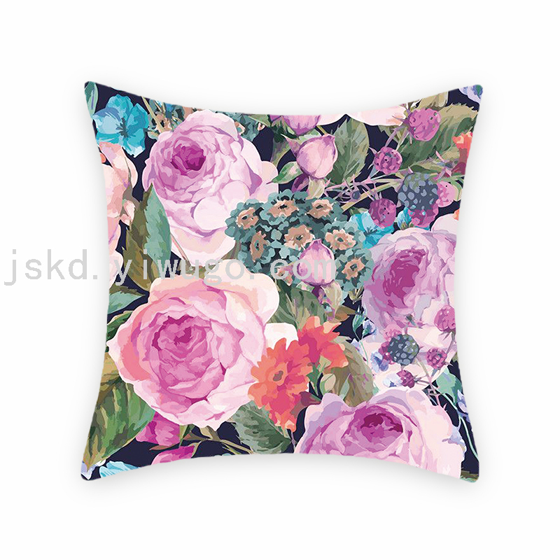 Chinese Flower Digital Printed Pillowcase Sofa Office Chair Backrest Bedroom Bedside Cushion Back Seat Cushion