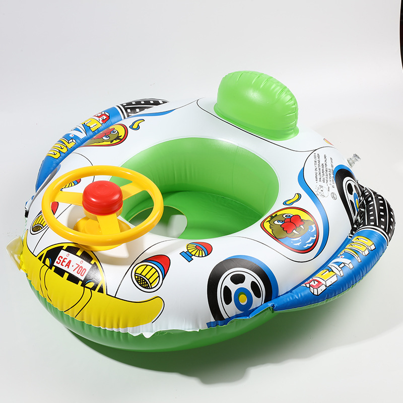 Cross-Border Thickened Children&#039;s Steering Wheel Car Horn Boat Swim Ring Baby Inflatable Float Tour Swim Ring-Seat Boat