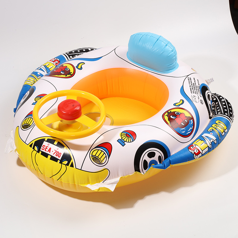Cross-Border Thickened Children&#039;s Steering Wheel Car Horn Boat Swim Ring Baby Inflatable Float Tour Swim Ring-Seat Boat