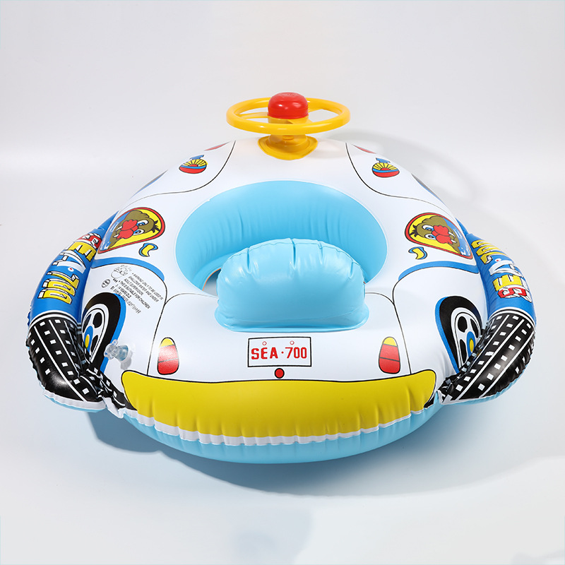 Cross-Border Thickened Children&#039;s Steering Wheel Car Horn Boat Swim Ring Baby Inflatable Float Tour Swim Ring-Seat Boat