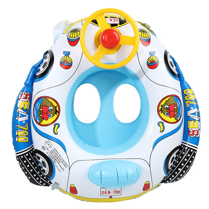 Cross-Border Thickened Children&#039;s Steering Wheel Car Horn Boat Swim Ring Baby Inflatable Float Tour Swim Ring-Seat Boat