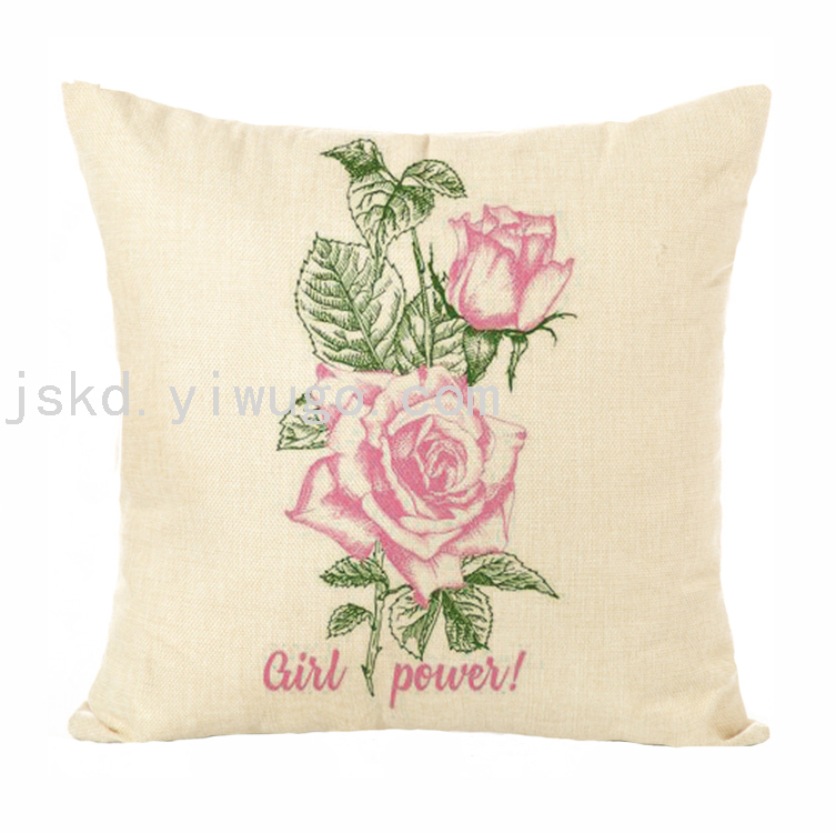 New Plain Linen Printed Pillowcase Sample Room Decoration Pillow Sofa Office Cushion Back Seat Cushion