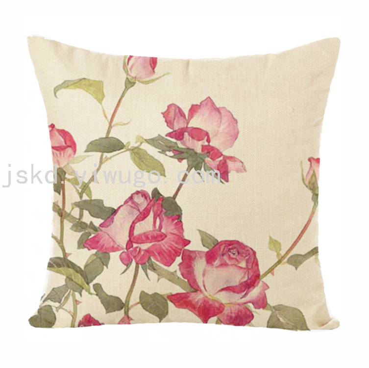 New Plain Linen Printed Pillowcase Sample Room Decoration Pillow Sofa Office Cushion Back Seat Cushion