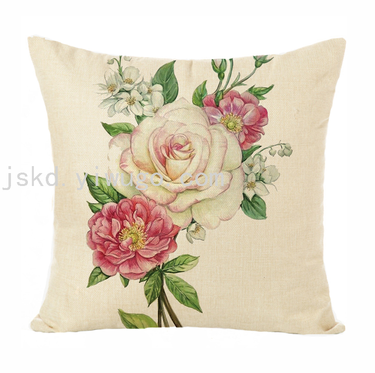 New Plain Linen Printed Pillowcase Sample Room Decoration Pillow Sofa Office Cushion Back Seat Cushion