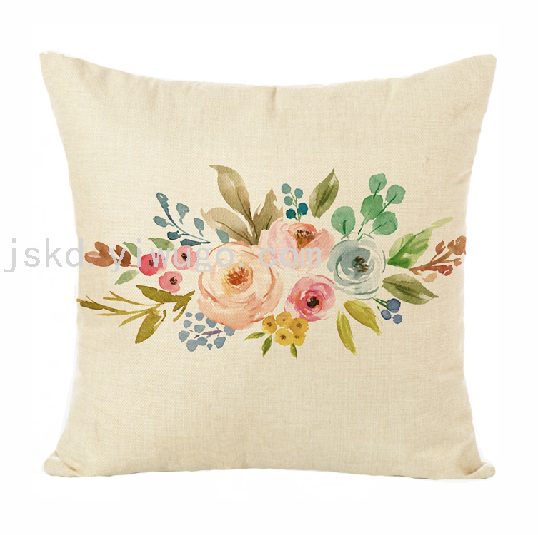 New Plain Linen Printed Pillowcase Sample Room Decoration Pillow Sofa Office Cushion Back Seat Cushion