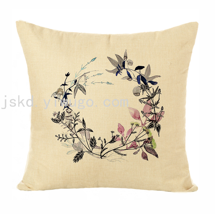 New Plain Linen Printed Pillowcase Sample Room Decoration Pillow Sofa Office Cushion Back Seat Cushion
