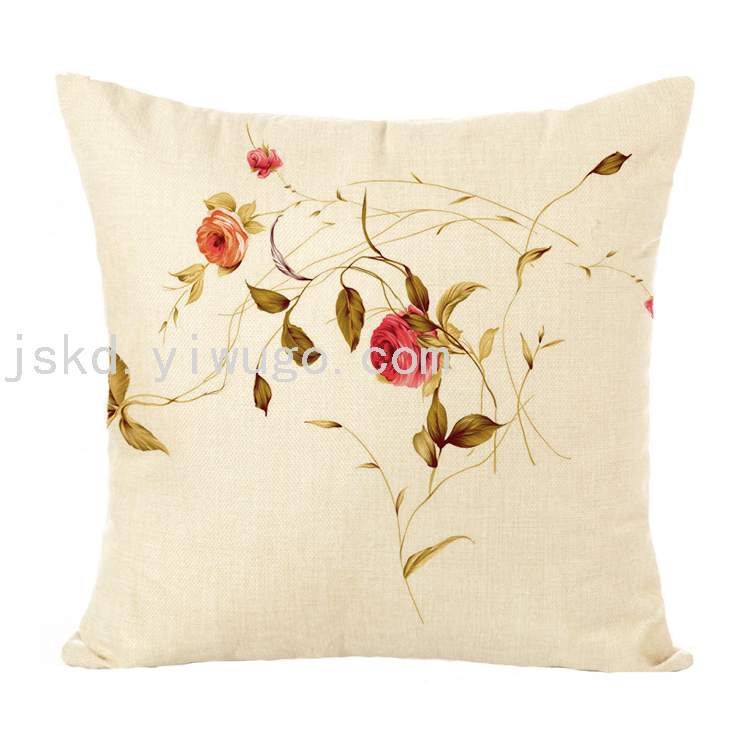 New Plain Linen Printed Pillowcase Sample Room Decoration Pillow Sofa Office Cushion Back Seat Cushion