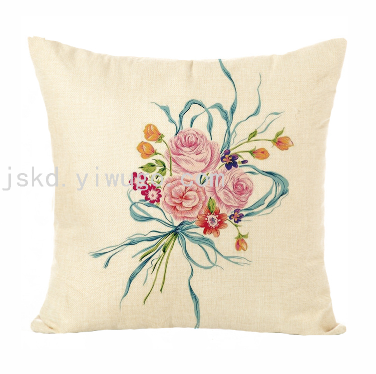 New Plain Linen Printed Pillowcase Sample Room Decoration Pillow Sofa Office Cushion Back Seat Cushion
