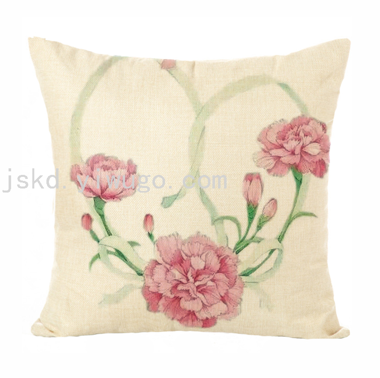 New Plain Linen Printed Pillowcase Sample Room Decoration Pillow Sofa Office Cushion Back Seat Cushion