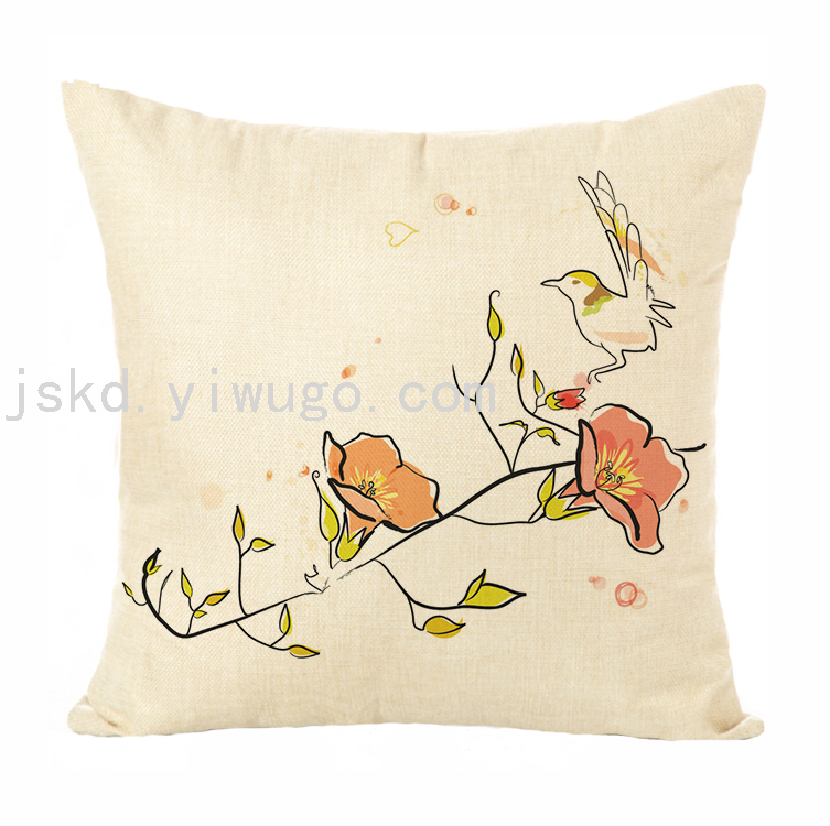 New Plain Linen Printed Pillowcase Sample Room Decoration Pillow Sofa Office Cushion Back Seat Cushion