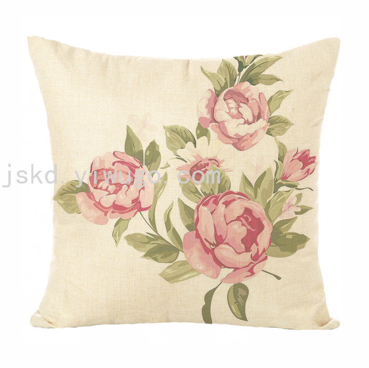 New Plain Linen Printed Pillowcase Sample Room Decoration Pillow Sofa Office Cushion Back Seat Cushion