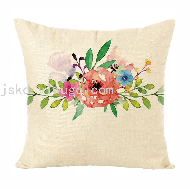 New Plain Linen Printed Pillowcase Sample Room Decoration Pillow Sofa Office Cushion Back Seat Cushion