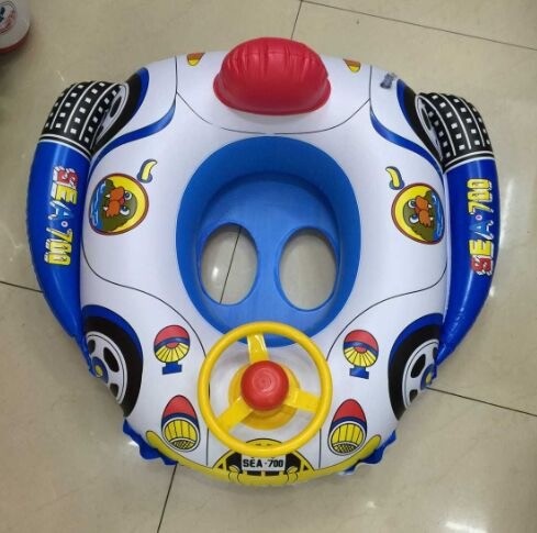 PVC Inflatable Toy Swimming Ring Car Horn Boat Steering Wheel Boat Children &#039;S Water Sports Goods Life Buoy Playing Water