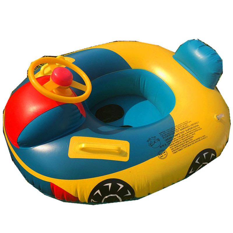 Large Thickened Car Horn Boat Infant Children Swimming in Water Pedestal Ring Steering Wheel Cross-Border Swimming Ring with Canopy