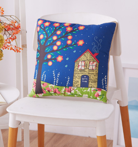 Cartoon Linen Style Pillow Blanket Multifunctional Back Seat Cushion Quilt Office Linen Airable Cover Wholesale
