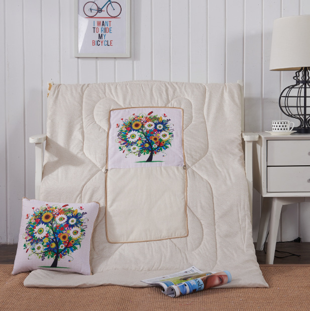 Cartoon Linen Style Pillow Blanket Multifunctional Back Seat Cushion Quilt Office Linen Airable Cover Wholesale