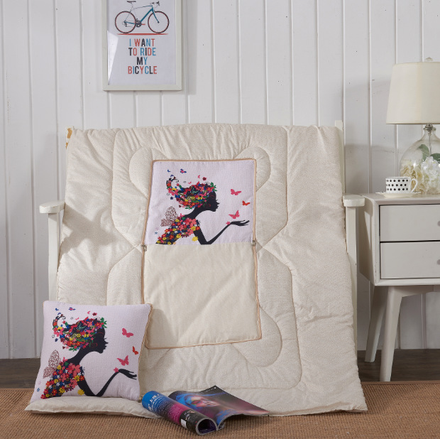 Cartoon Linen Style Pillow Blanket Multifunctional Back Seat Cushion Quilt Office Linen Airable Cover Wholesale