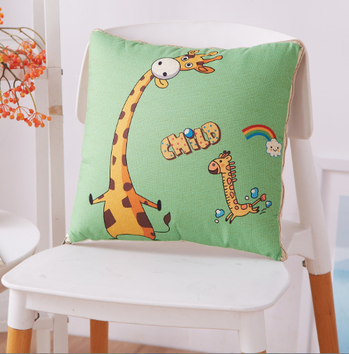 Cartoon Linen Style Pillow Blanket Multifunctional Back Seat Cushion Quilt Office Linen Airable Cover Wholesale