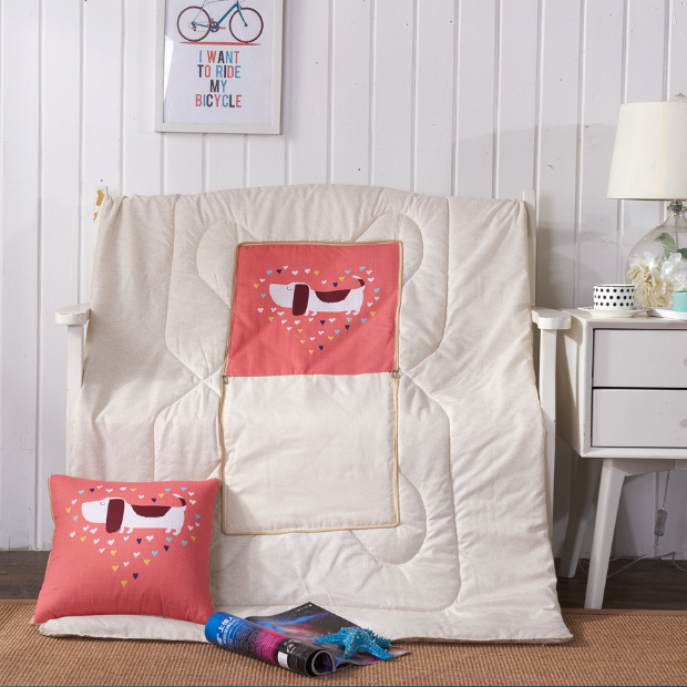 Cartoon Linen Style Pillow Blanket Multifunctional Back Seat Cushion Quilt Office Linen Airable Cover Wholesale