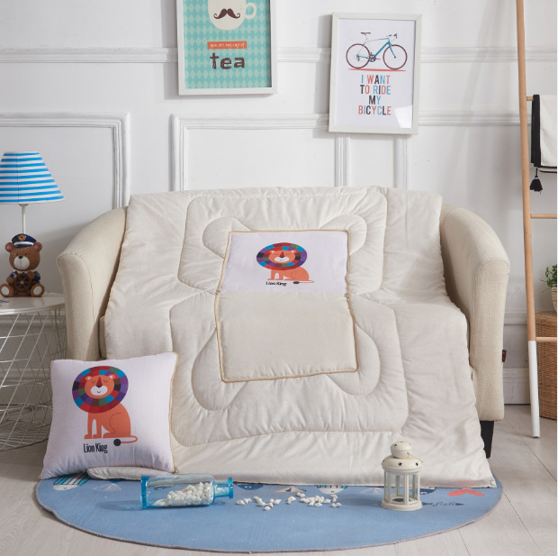 Cartoon Linen Style Pillow Blanket Multifunctional Back Seat Cushion Quilt Office Linen Airable Cover Wholesale